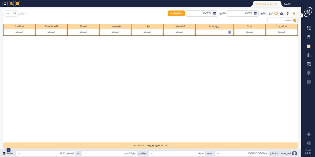 مدیریت گواهینامه ها